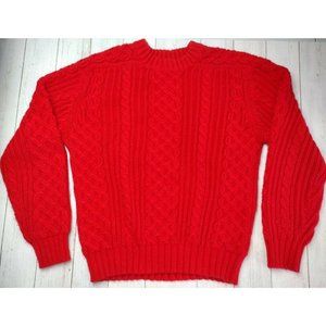 Vintage Appalachian Trail Red Cable Knit Sweater Christmas Holiday Fisherman